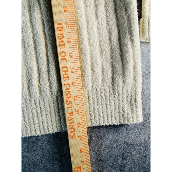 J. Crew Ribbed Boucle Collared Cotton-blend Beach Sweater Cream V-Neck L - Picture 10 of 11